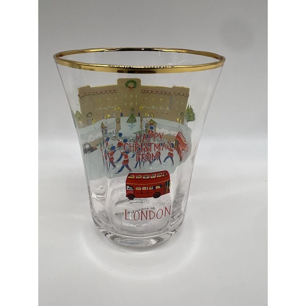 Anthropologie Holiday In The City Juice Glass Set of 4 Glasses London